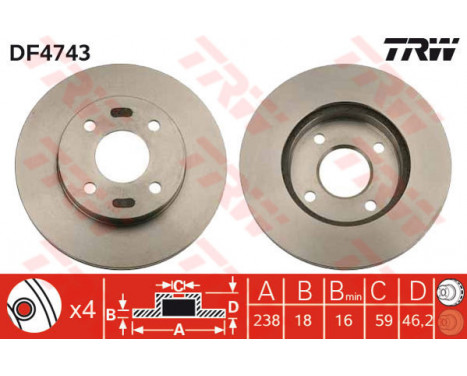 Bromsskiva DF4743 TRW