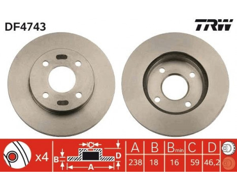 Bromsskiva DF4743 TRW, bild 2