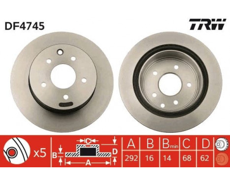 Bromsskiva DF4745 TRW, bild 2