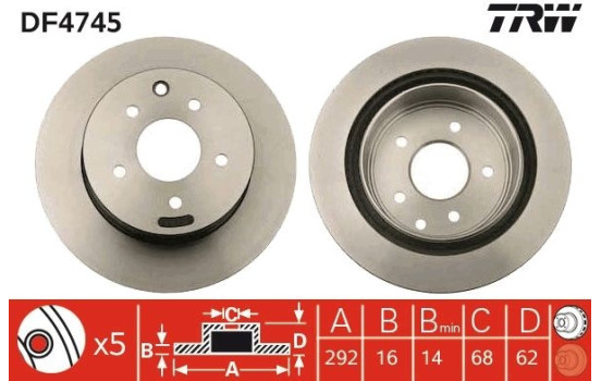 Bromsskiva DF4745 TRW, bild 2