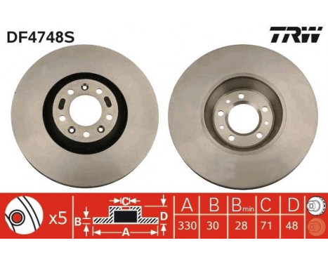 Bromsskiva DF4748S TRW, bild 2