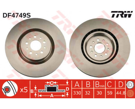 Bromsskiva DF4749S TRW