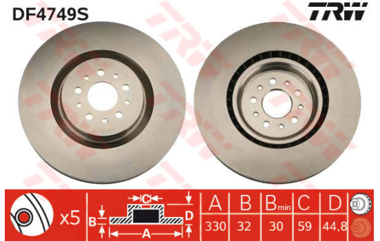 Bromsskiva DF4749S TRW
