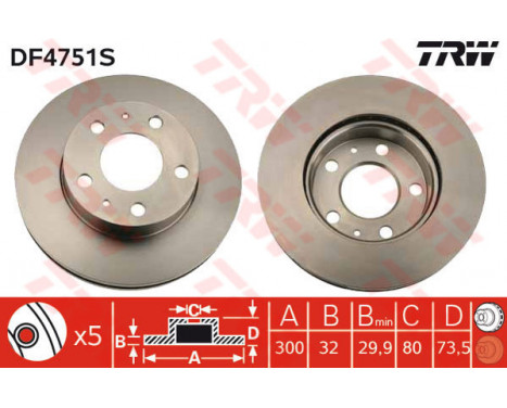 Bromsskiva DF4751S TRW