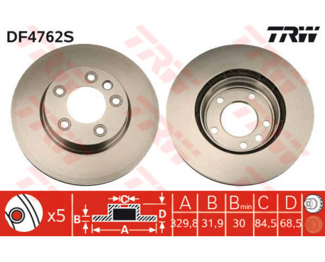 Bromsskiva DF4762S TRW