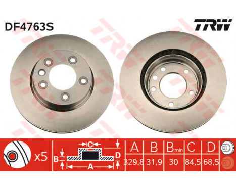 Bromsskiva DF4763S TRW