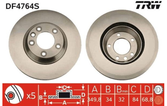 Bromsskiva DF4764S TRW