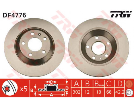 Bromsskiva DF4776 TRW