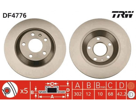 Bromsskiva DF4776 TRW, bild 2