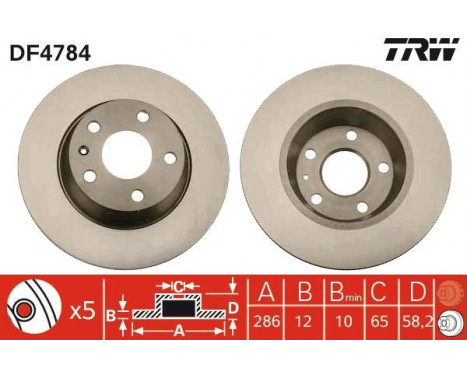 Bromsskiva DF4784 TRW, bild 2
