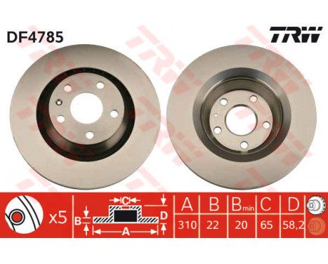 Bromsskiva DF4785 TRW