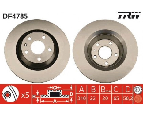 Bromsskiva DF4785 TRW, bild 2