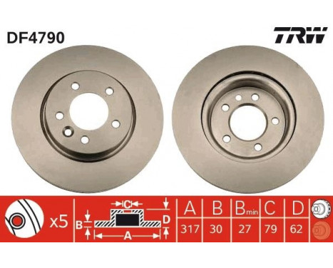 Bromsskiva DF4790 TRW, bild 2