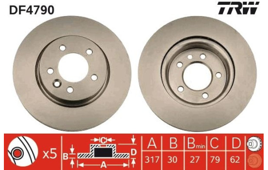 Bromsskiva DF4790 TRW, bild 2