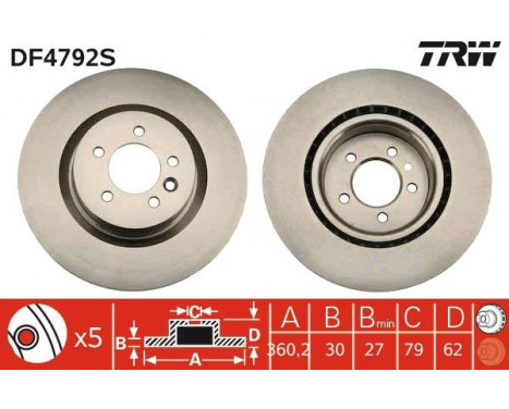 Bromsskiva DF4792S TRW, bild 2