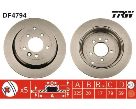 Bromsskiva DF4794 TRW