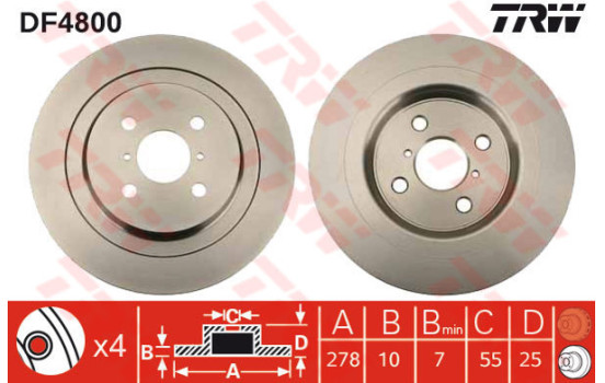 Bromsskiva DF4800 TRW