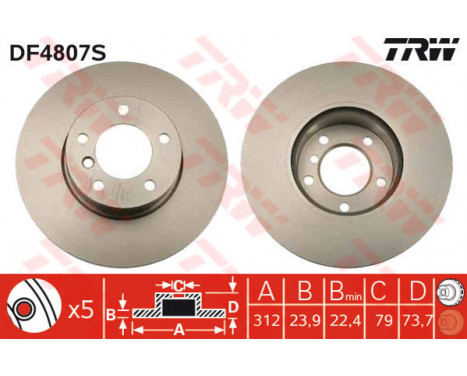 Bromsskiva DF4807S TRW