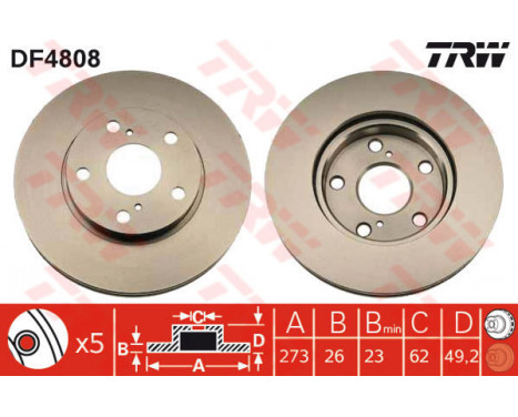 Bromsskiva DF4808 TRW