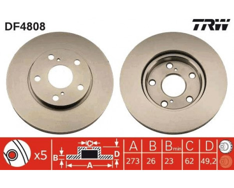 Bromsskiva DF4808 TRW, bild 2