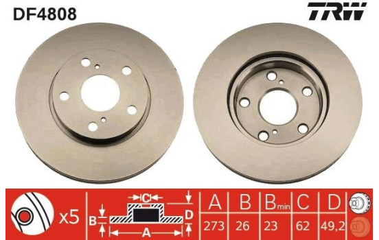 Bromsskiva DF4808 TRW, bild 2