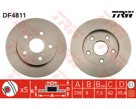 Bromsskiva DF4811 TRW