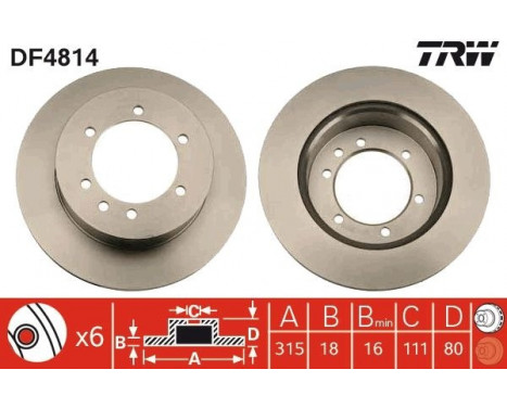 Bromsskiva DF4814 TRW