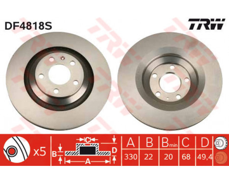 Bromsskiva DF4818S TRW