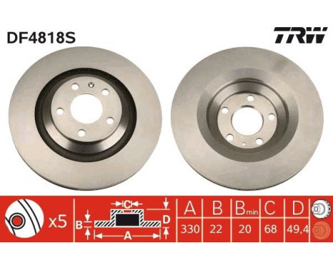 Bromsskiva DF4818S TRW, bild 3