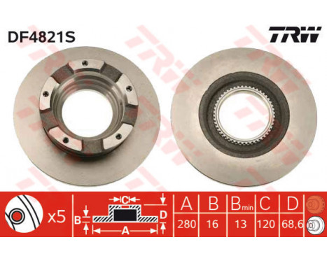 Bromsskiva DF4821S TRW