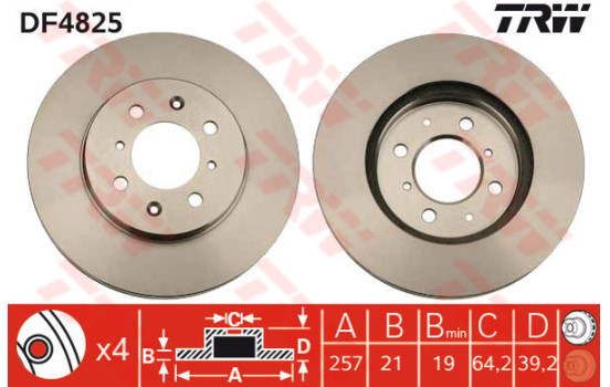 Bromsskiva DF4825 TRW