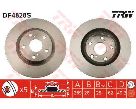 Bromsskiva DF4828S TRW