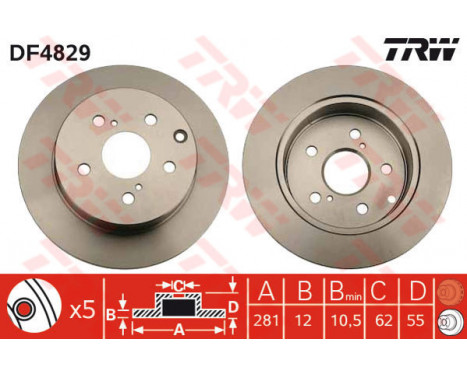 Bromsskiva DF4829 TRW