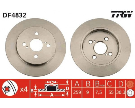 Bromsskiva DF4832 TRW