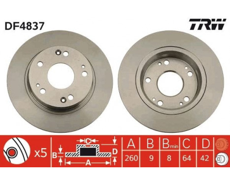 Bromsskiva DF4837 TRW, bild 2