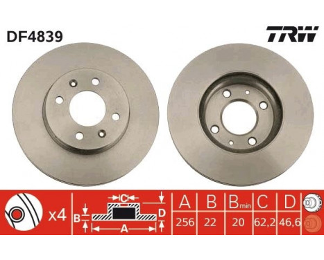 Bromsskiva DF4839 TRW, bild 2