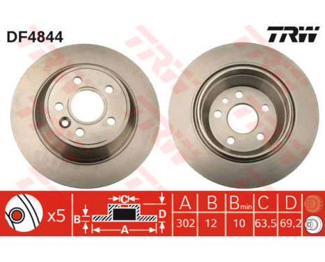 Bromsskiva DF4844 TRW