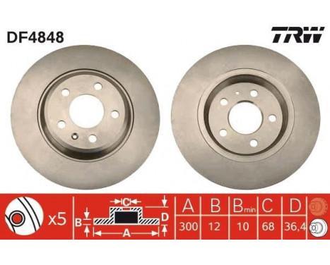 Bromsskiva DF4848 TRW, bild 3