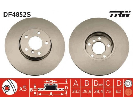 Bromsskiva DF4852S TRW, bild 2