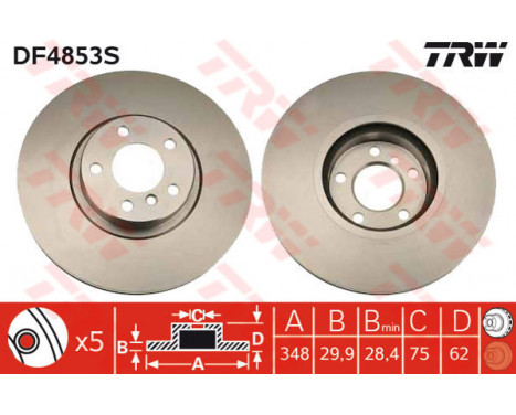 Bromsskiva DF4853S TRW