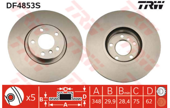Bromsskiva DF4853S TRW