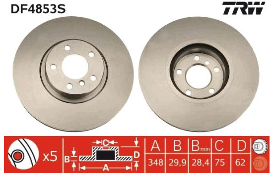 Bromsskiva DF4853S TRW, bild 2