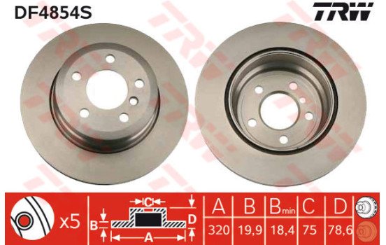 Bromsskiva DF4854S TRW