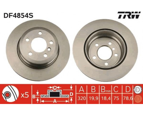 Bromsskiva DF4854S TRW, bild 2