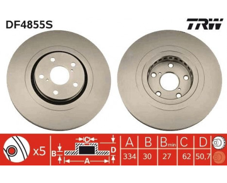 Bromsskiva DF4855S TRW, bild 2