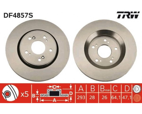 Bromsskiva DF4857S TRW, bild 2