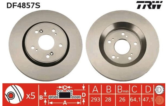 Bromsskiva DF4857S TRW, bild 2