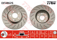 Bromsskiva DF4862S TRW