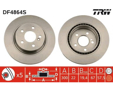 Bromsskiva DF4864S TRW, bild 3