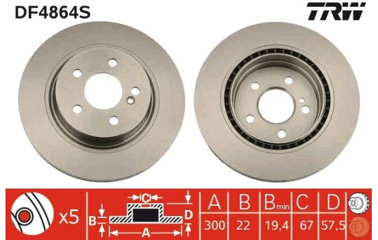 Bromsskiva DF4864S TRW, bild 3